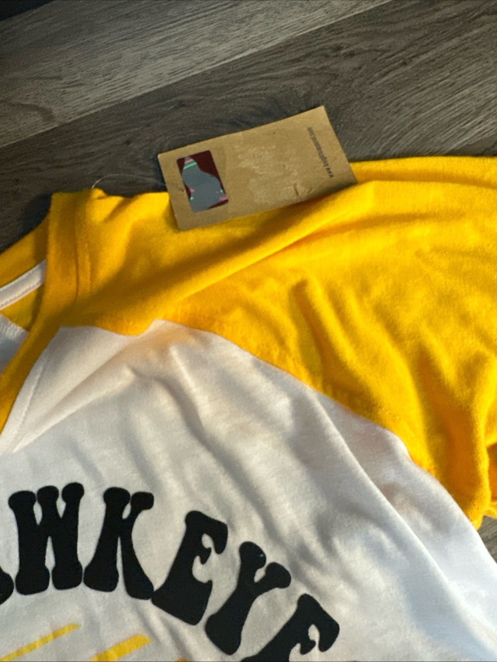 Rivalry Threads Iowa Hawkeyes Raglan Tee - White & Yellow - Picture 5 of 8